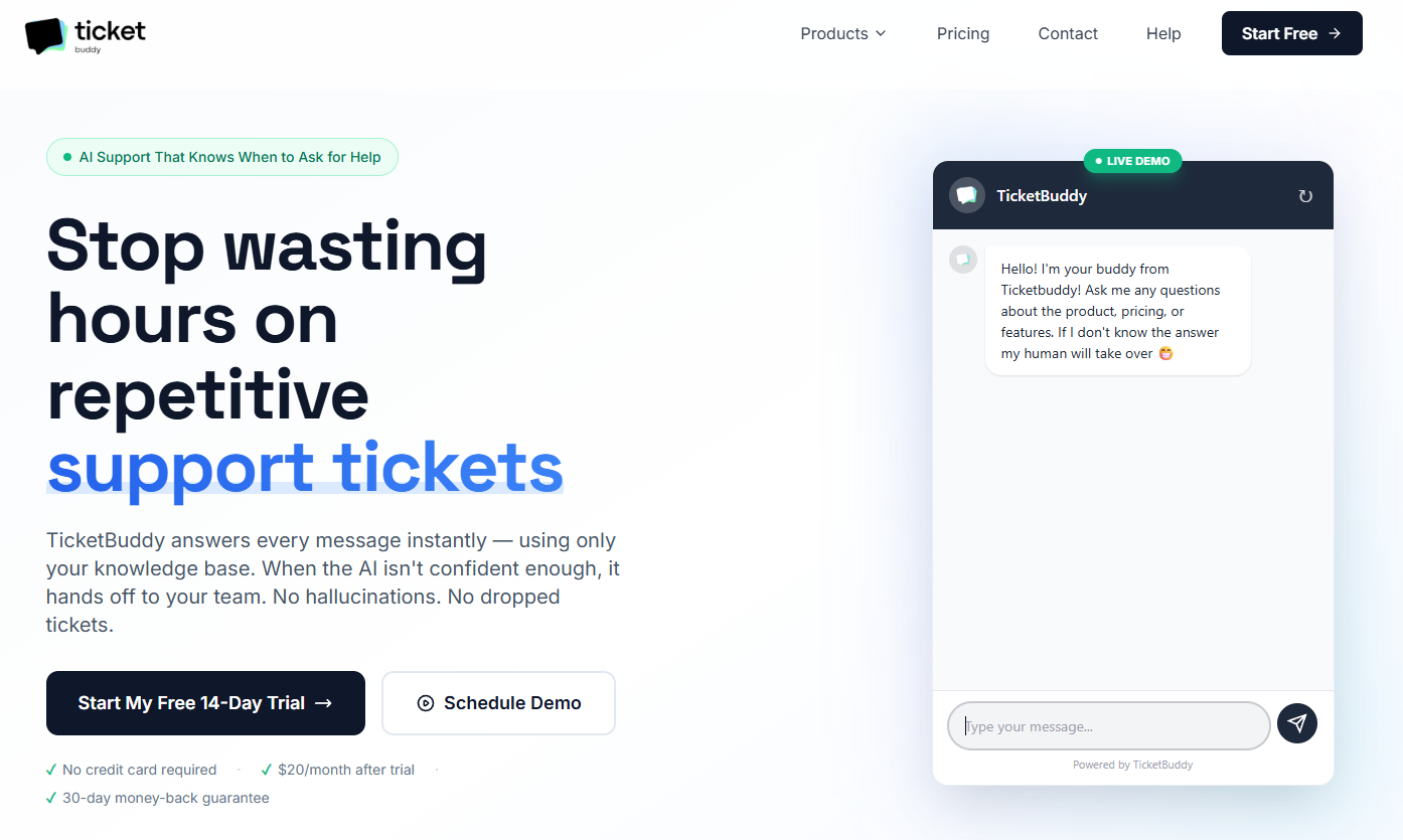 TicketBuddy | AI Support That Handles Repetitive Tickets Automatically